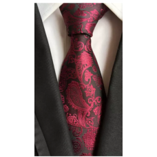 Stropdas donkerrood zwart Paisley